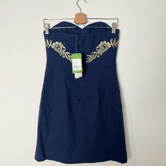 Lilly Pulitzer Demi Strapless Dress Navy & Gold - Picture 4 of 10